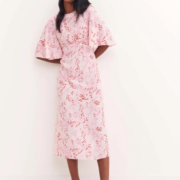 Nobody's Child Eva Pink Leopard Print Midi Dress Size 6 NWT - Picture 1 of 10